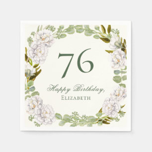 Serviette En Papier Serviettes élégantes ivoire florales pour 76e anni