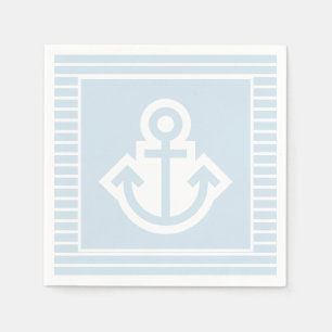 Serviette En Papier Serviettes en Ancre bleu clair et blanc