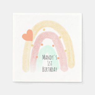 Serviette En Papier Serviettes en aquarelle arc-en-ciel pour anniversa