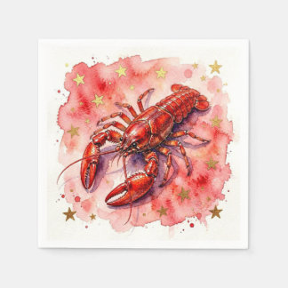 Serviette En Papier Serviettes en aquarelle rouge écrevisses.