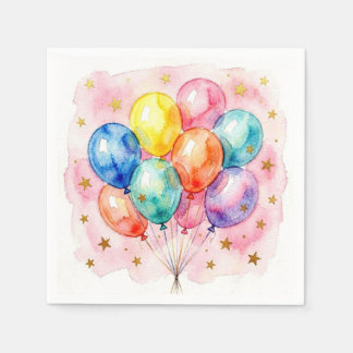 Serviette En Papier Serviettes en ballon d'aquarelle.