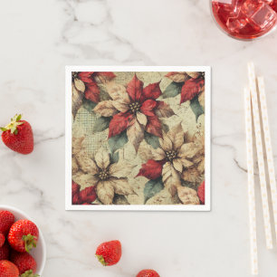 Serviette En Papier Serviettes en bois de Poinsettia Grunge Art Découp
