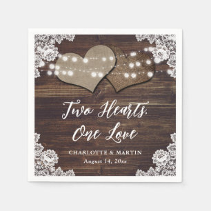 Serviette En Papier Serviettes en bois rustique et en papier dentelle