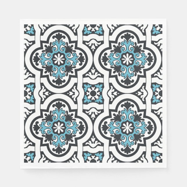 Serviette En Papier serviettes en carreaux bleu portugais (Devant)