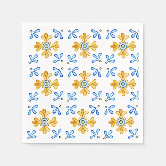 Serviette En Papier Serviettes en carreaux méditerranéens (Devant)