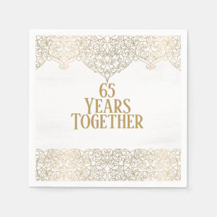 Serviette En Papier Serviettes en dentelle dorée sur fond blanc pour 6