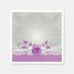 Serviette En Papier Serviettes en dentelle rose en argent/pourpre en d