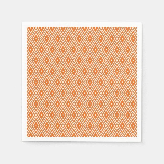 Serviette En Papier Serviettes en diamant orange et blanc (Devant)