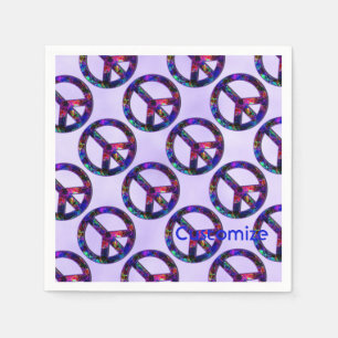 Serviette En Papier Serviettes en lavande avec motif de signe de paix 