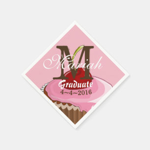 Serviette En Papier Serviettes en monogramme pour gâteau rose glacé ce