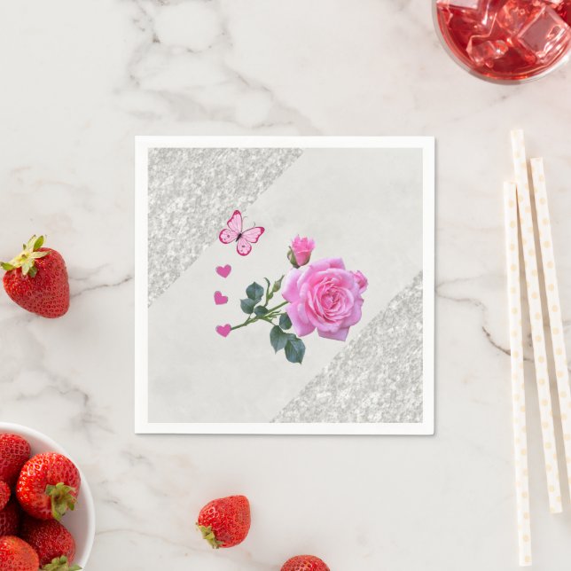 Serviette En Papier Serviettes en papier, argent rose (En situation)