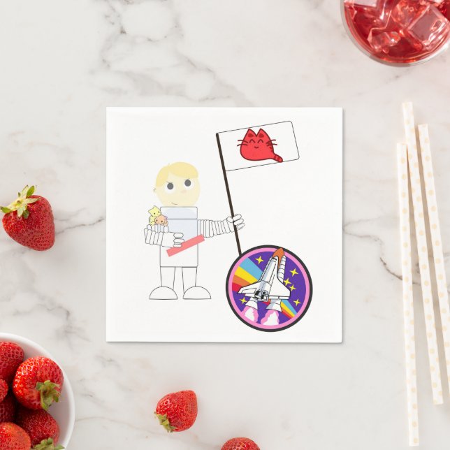 Serviette En Papier Serviettes en papier, astronaute de chat (En situation)