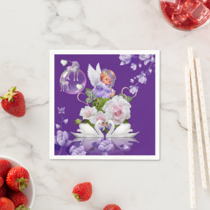Serviette En Papier serviettes en papier, bébé ange violet oncelle flo