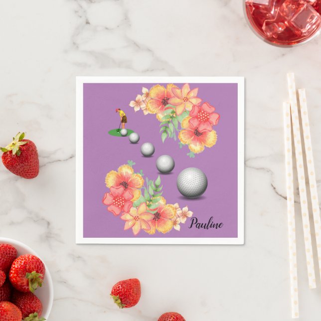 Serviette En Papier Serviettes en papier, boules de golf florales Golf (En situation)