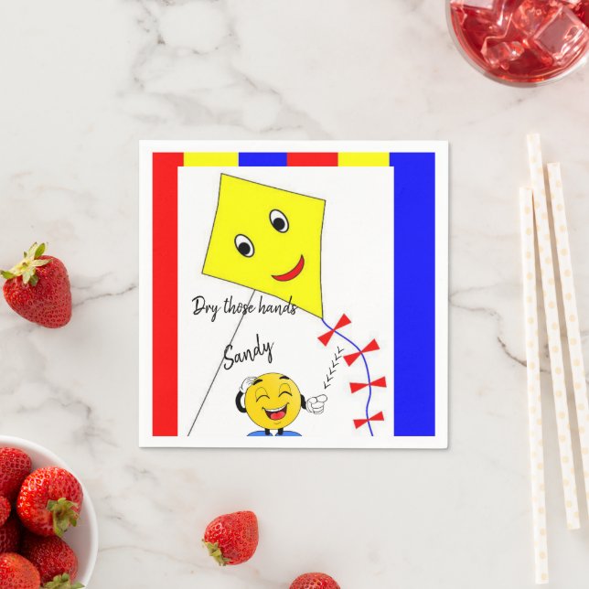 Serviette En Papier Serviettes en papier, cerf-volant jaune (En situation)