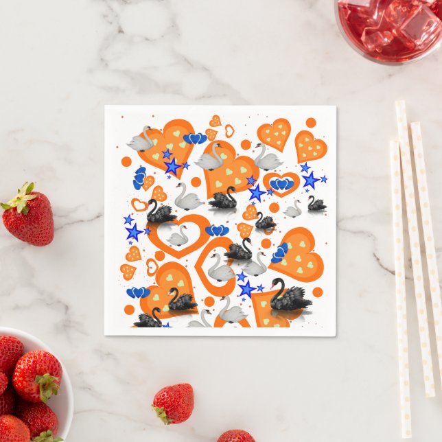 Serviette En Papier Serviettes en papier, Coeurs orange cygne (En situation)