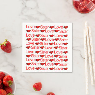 Serviette En Papier Serviettes en papier, coeurs rouges amour soeur