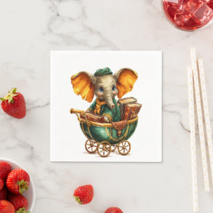 Serviette En Papier Serviettes en papier, éléphant doré heureux vintag