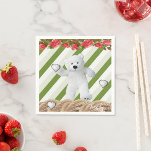 Serviette En Papier Serviettes en papier, Grille verte Ours en peluche