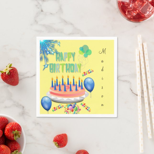 Serviette En Papier Serviettes en papier, Joyeux anniversaire (En situation)