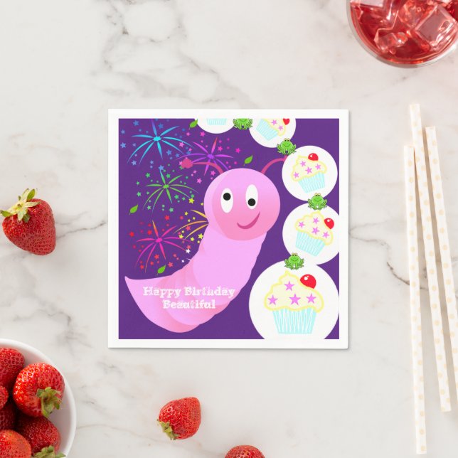 Serviette En Papier Serviettes en papier, Joyeux Anniversaire Pink Wor (En situation)