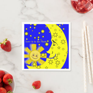 Serviette En Papier Serviettes en papier, Lune Soleil Jaune Étoiles Bl