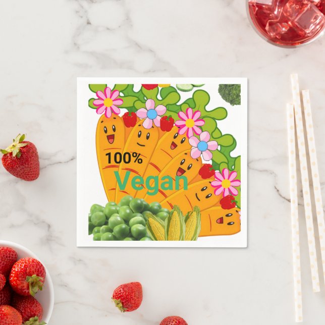 Serviette En Papier Serviettes en papier, Pois carottes 100% Vegan (En situation)