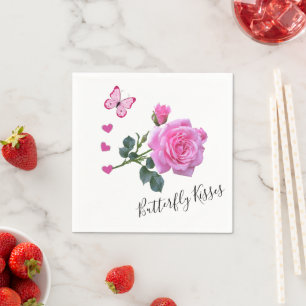 Serviette En Papier Serviettes en papier, Roses roses, Coeurs papillon