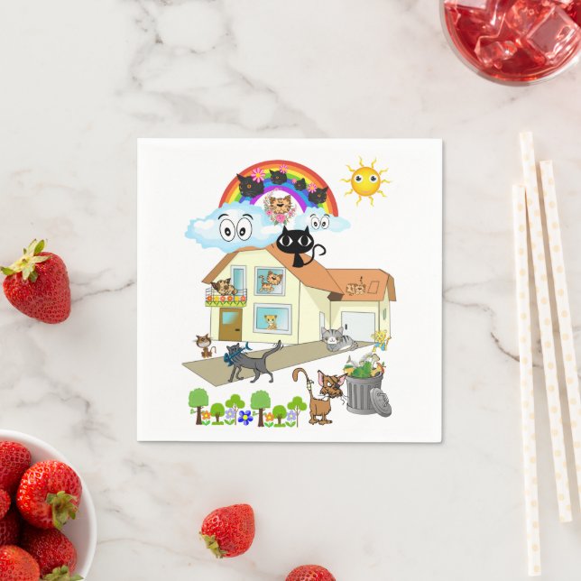 Serviette En Papier Serviettes en papier, serviettes en viande de chat (En situation)