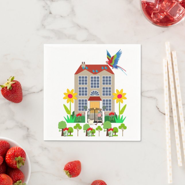 Serviette En Papier Serviettes en papier, serviettes florales de chien (En situation)