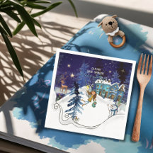 Serviettes en spirale pour Baby Shower Ice Blue Wi