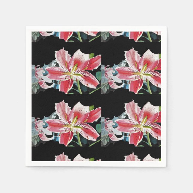 Serviette En Papier Serviettes en tissu Red Lily Shabby Chic florales (Devant)
