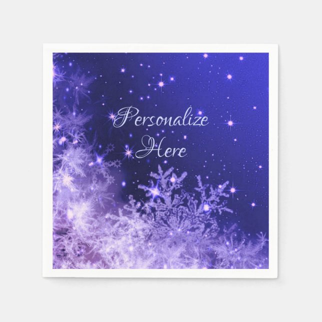 Serviette En Papier Serviettes étincelantes de flocon de neige (Devant)