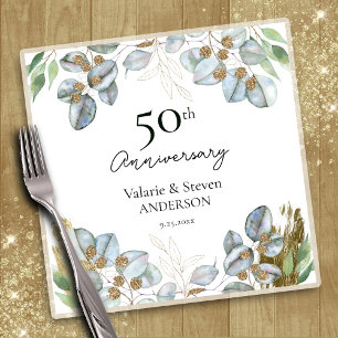 Serviette En Papier Serviettes Eucalyptus vertes 50e anniversaire