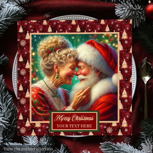 Serviette En Papier Serviettes Festif Rouge Or Vert Noël Père Noël (Festive Napkins Red Gold Green Christmas Santa)
