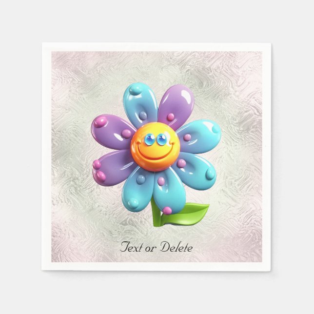 Serviette En Papier Serviettes Fleur Bleu Violet Jaune (Devant)