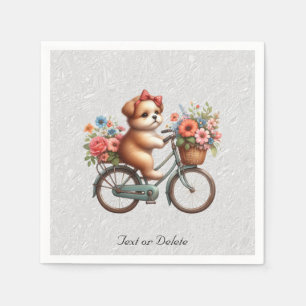 Serviette En Papier Serviettes Fleurie Bicyclette Chien
