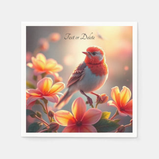 Serviette En Papier Serviettes Fleuries Oiseau Orange