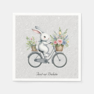 Serviette En Papier Serviettes Fleuris Lapin à Bicyclette