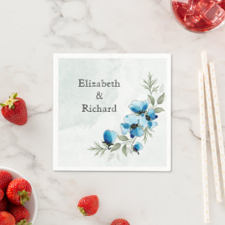 Serviette En Papier Serviettes "Fleurs bleues"