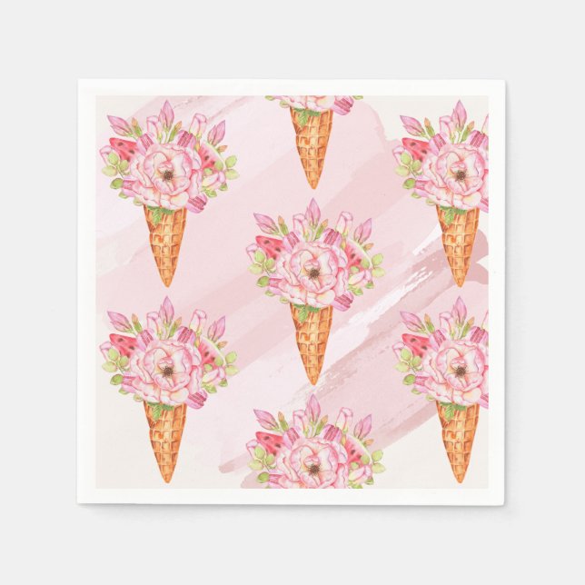 Serviette En Papier Serviettes Florales Aquarelle Glace (Devant)
