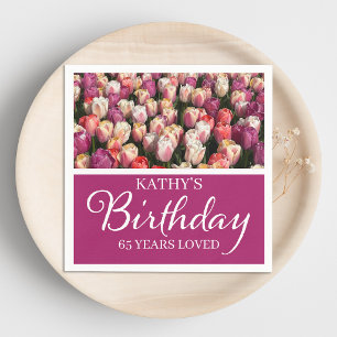 Serviette En Papier Serviettes florales élégantes pour 65e anniversair