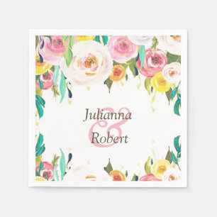 Serviette En Papier Serviettes florales pastel