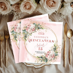 Serviette En Papier Serviettes Florales Rose Poussiéreux pour Élégante