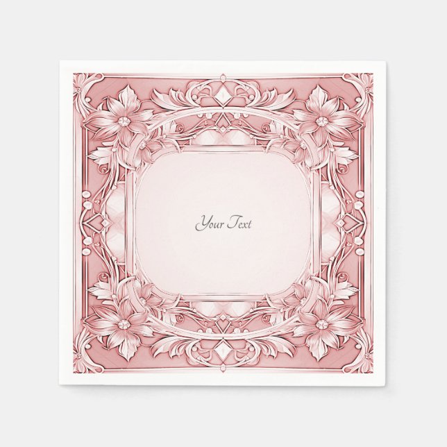 Serviette En Papier Serviettes florales roses (Devant)