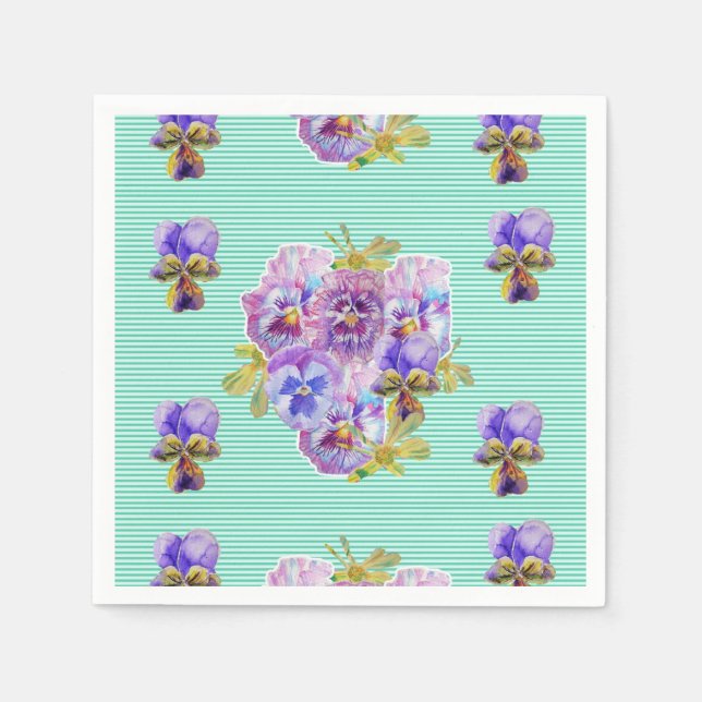 Serviette En Papier Serviettes florales Turquoise Shabby Chic (Devant)