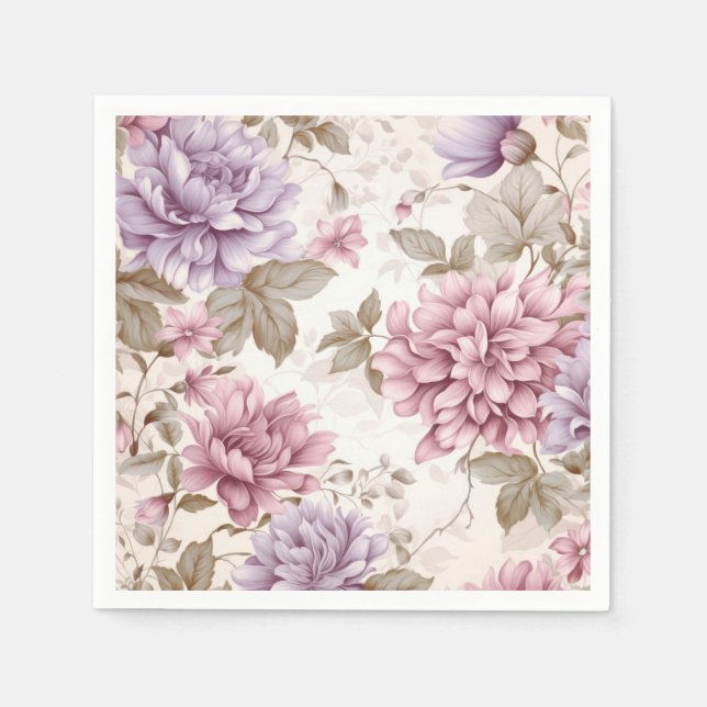 Serviette En Papier Serviettes florales violettes roses (Devant)