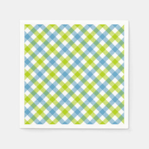Serviette En Papier Serviettes Gingham Pastel Bleu Vert