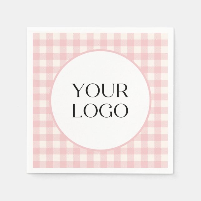 Serviette En Papier Serviettes Gingham Pastel Votre Logo Ici (Devant)