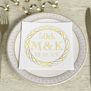 Serviette En Papier Serviettes Gold 50th Mariage Anniversary Party